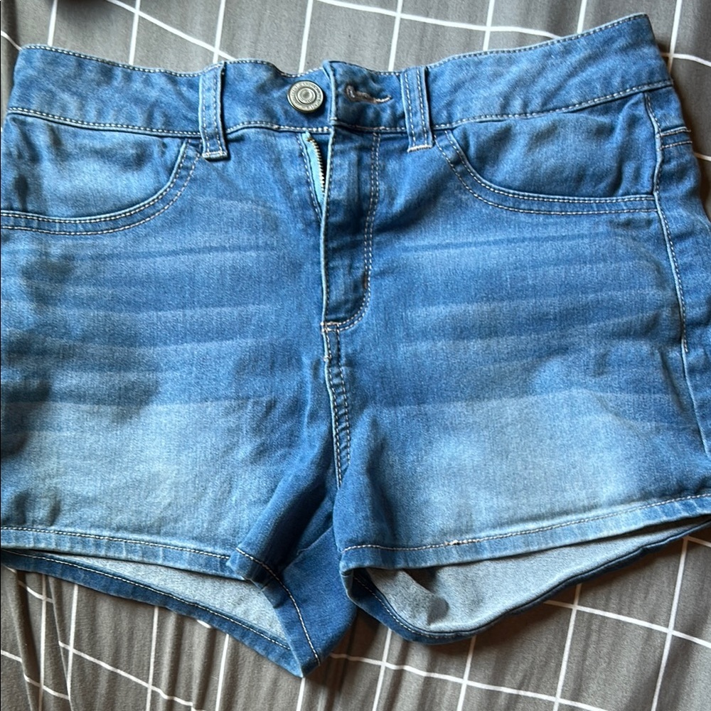 SO Blue Jean Shorts with Cuffed Hems and Distressed Details